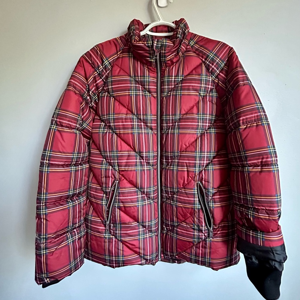 Cleo Red Plaid Puffer Jacket